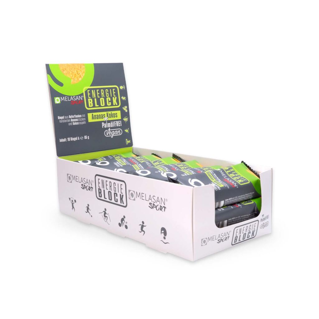 Melasan Energieblock Ananas Kokos 18 x Haferflockenriegel