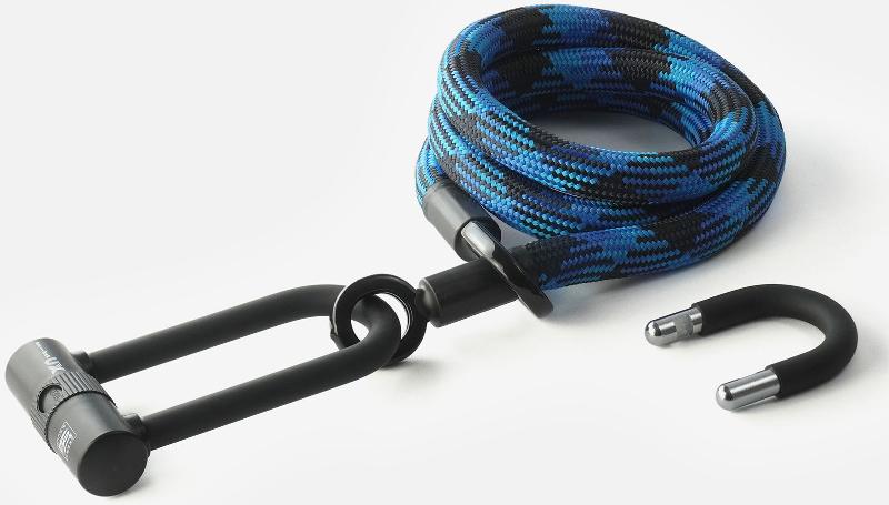 Texlock Bügelschloss mit Textilseil eyelet 160 U/X-lock L morpho blue