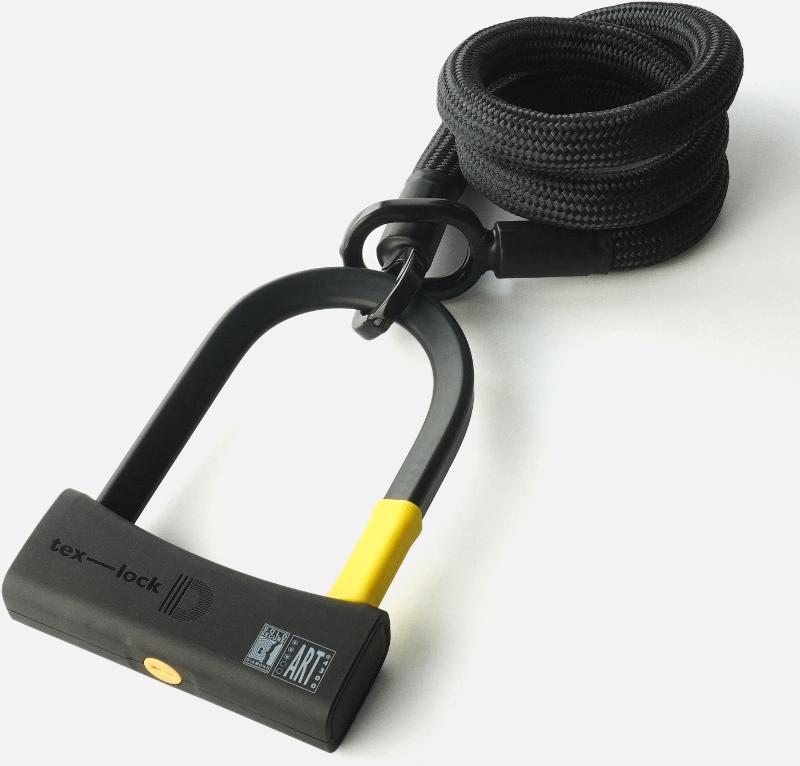 Texlock Bügelschloss mit Textilseil eyelet 120 D-lock M onyx black
