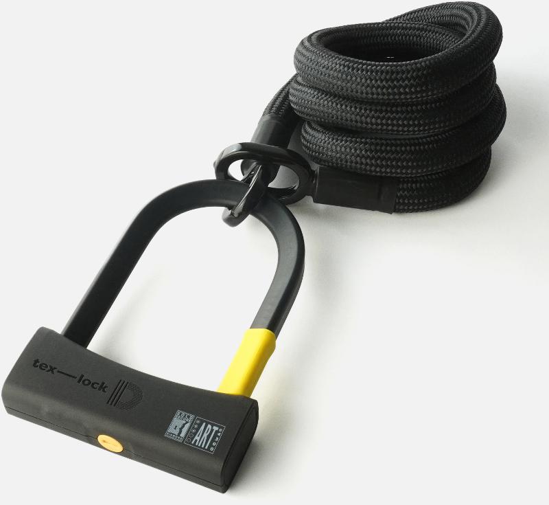 Texlock Bügelschloss mit Textilseil eyelet 160 D-lock L onyx black