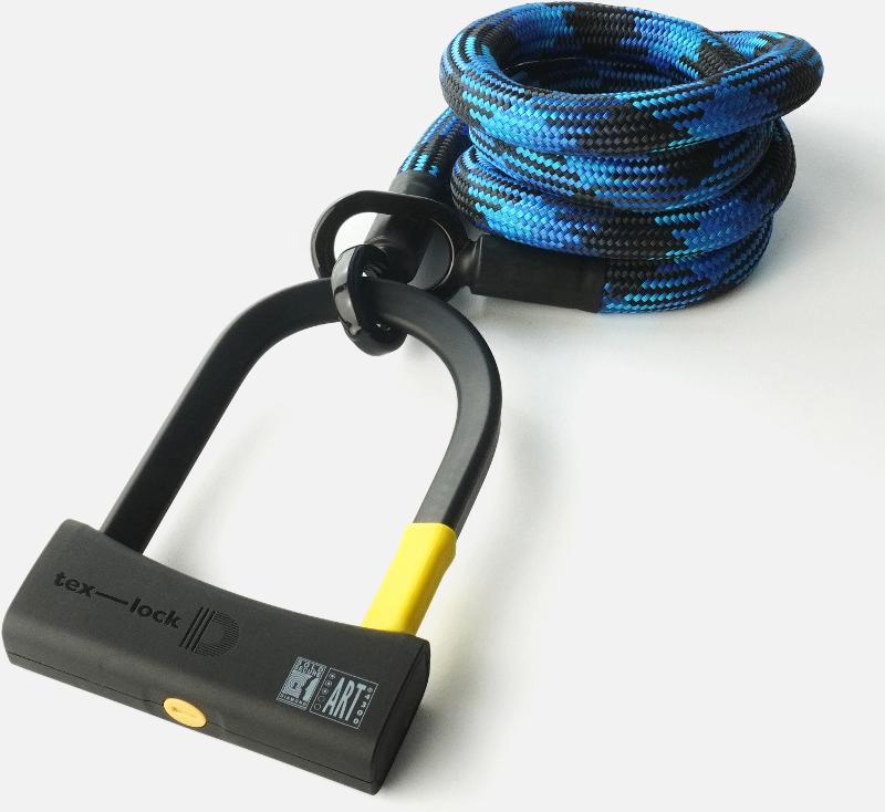 Texlock Bügelschloss mit Textilseil eyelet 160 D-lock L morpho blue