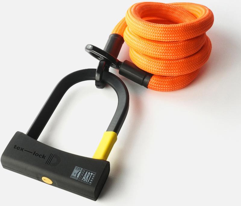 Texlock Bügelschloss mit Textilseil eyelet 160 D-lock L acid orange