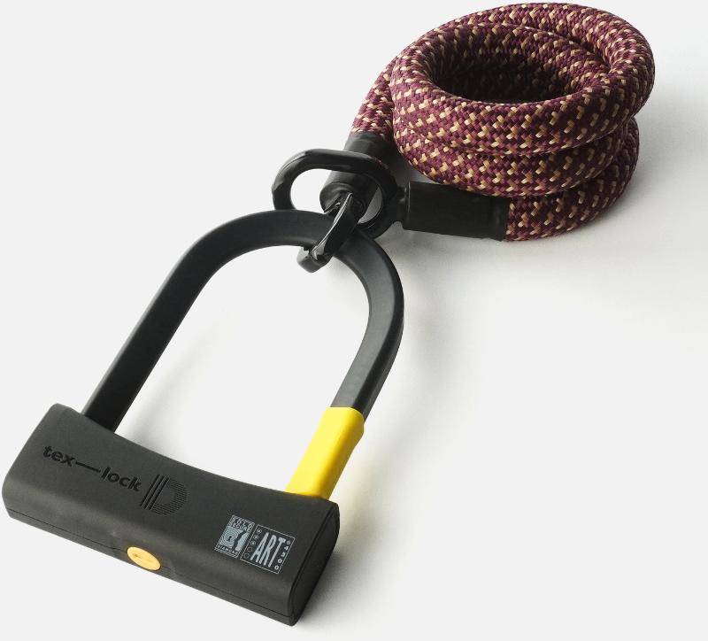 Texlock Bügelschloss mit Textilseil eyelet 120 D-lock M chateau red