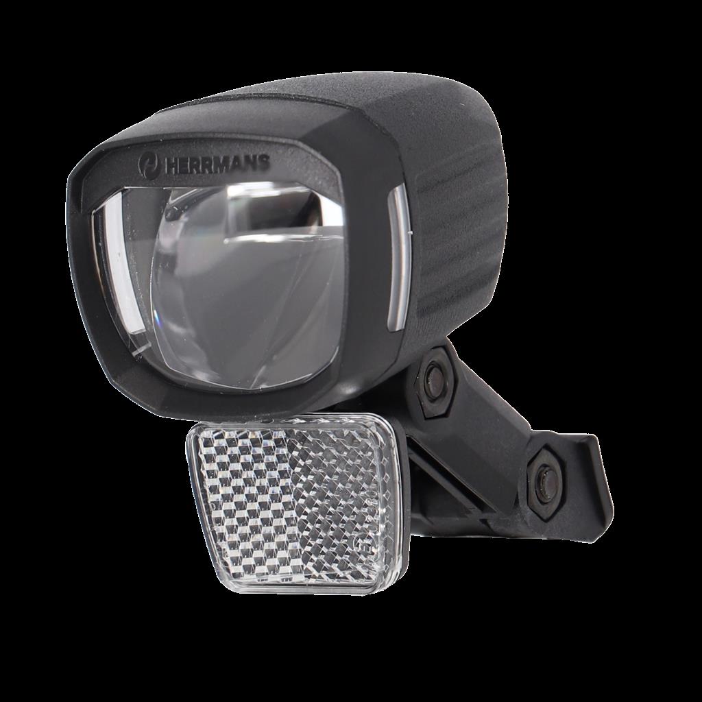 Herrmans Nordic MR E, schwarz, 60 Lux, mit Halter LED-E-Bike-Scheinwerfer HERRMANS