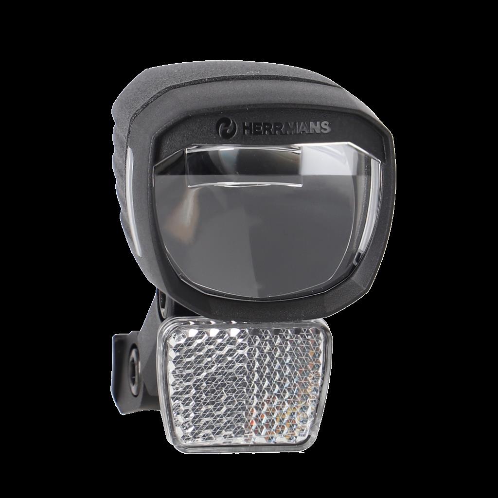 Herrmans Nordic MR E, schwarz, 60 Lux, mit Halter LED-E-Bike-Scheinwerfer HERRMANS