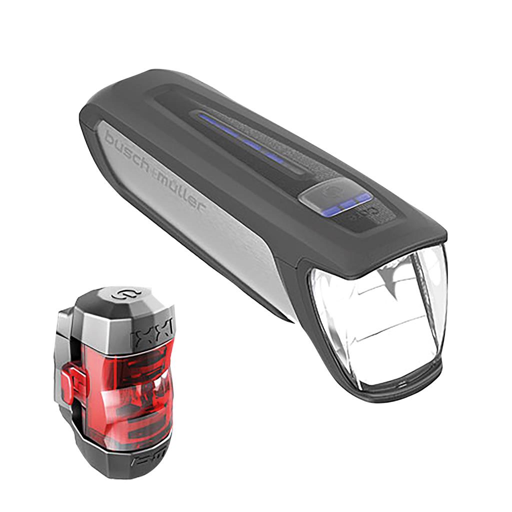 Busch & Müller Core 2/Ixxi,silber,mit Halter+Ladegerät LED-Akku-Beleuchtungsset b&m Ixon