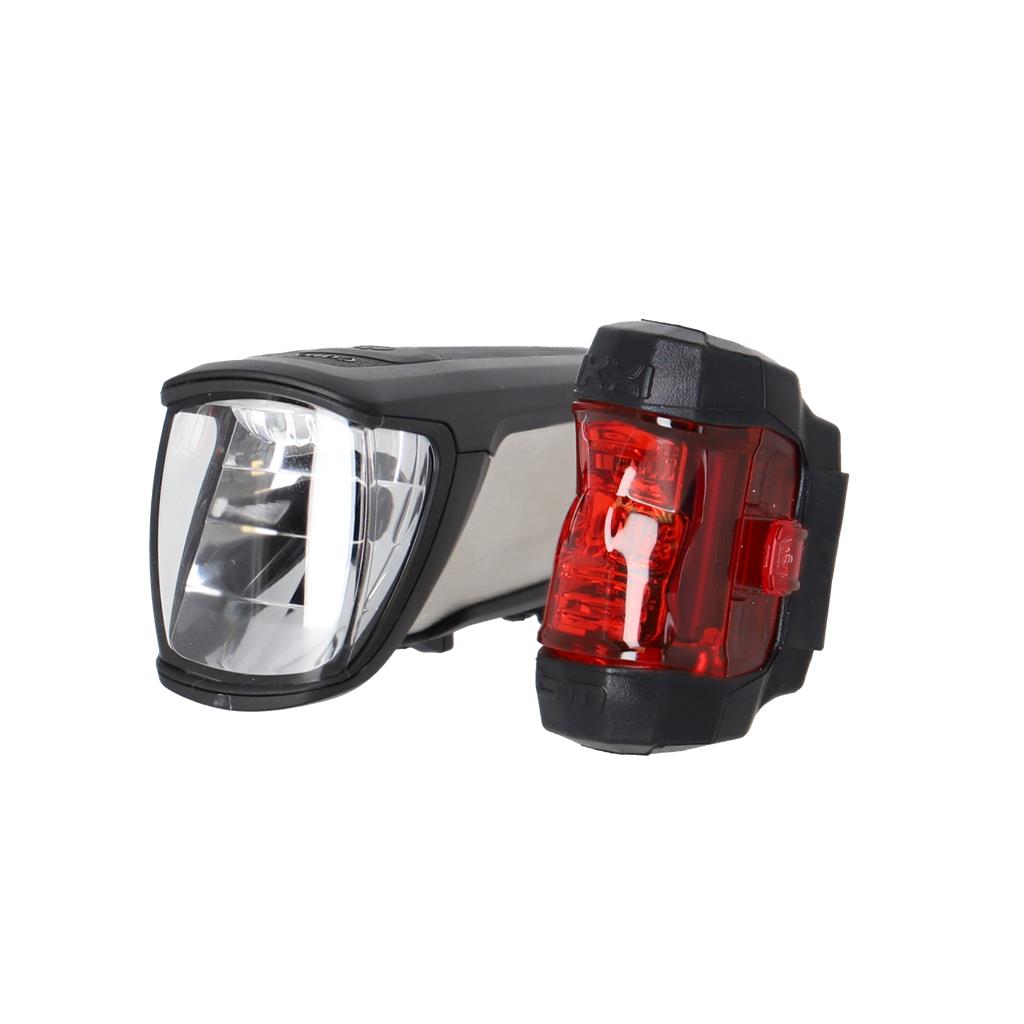 Busch & Müller Core 2/Ixxi,silber,mit Halter+Ladegerät LED-Akku-Beleuchtungsset b&m Ixon
