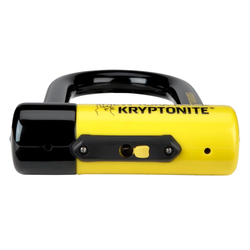 Kryptonite 8,3x15,3cm, sw/gelb,3 Schlüssel Bügelschl. Kryptonite NY FAHGETTABOUDIT