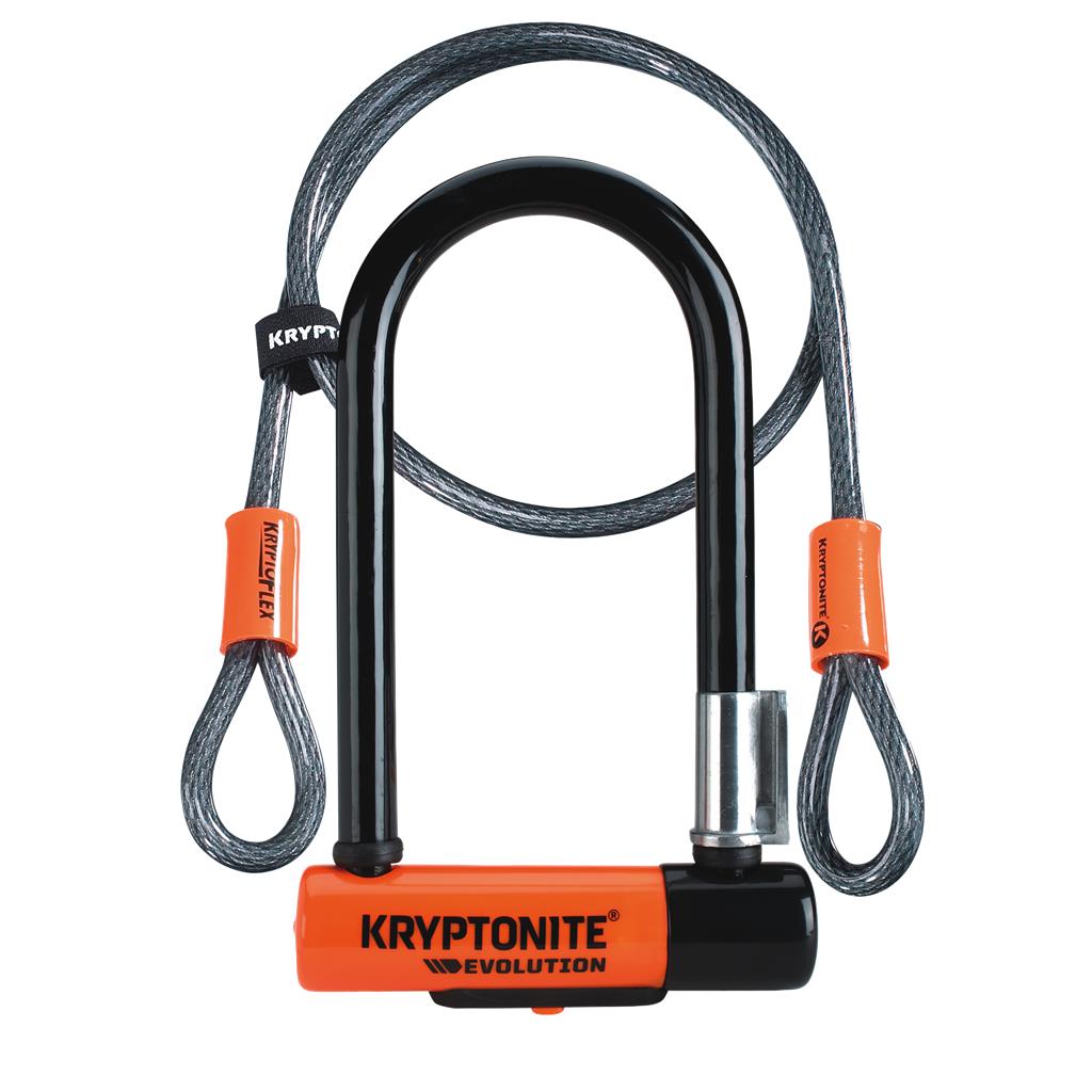 Kryptonite 8,2x17,8cm, sw/or,3 Schl.,m.4' Flexkabel Bügelschloss Kryptonite Evolution Mini-7