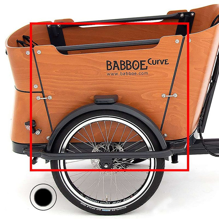 Babboe Curve, schwarz, links Seitenpaneel Babboe