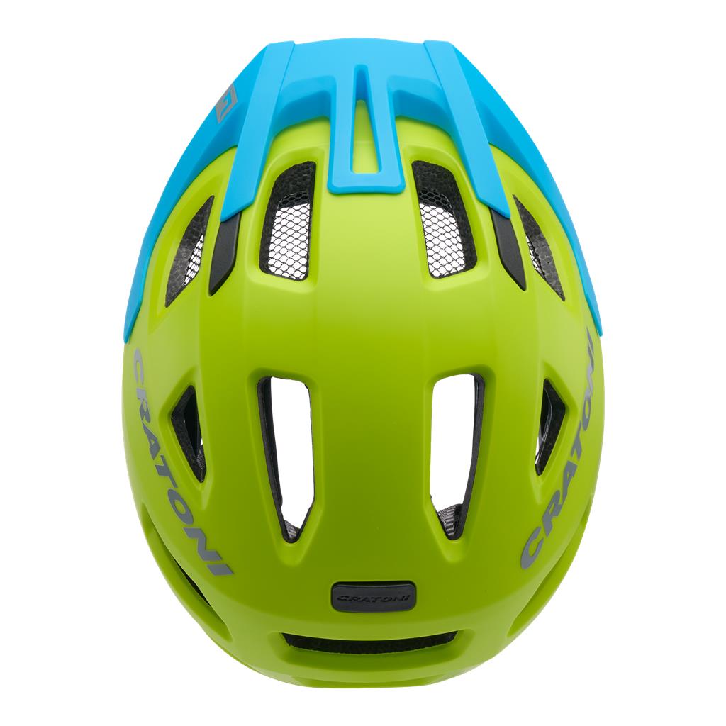 Cratoni Fahrradhelm Maxster Pro (Kid) lime/blau matt, Gr. S/M (51-56cm)