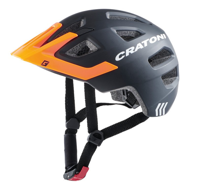 Cratoni Fahrradhelm Maxster Pro (Kid) schwarz/orange matt, Gr. XS/S (46-51cm)