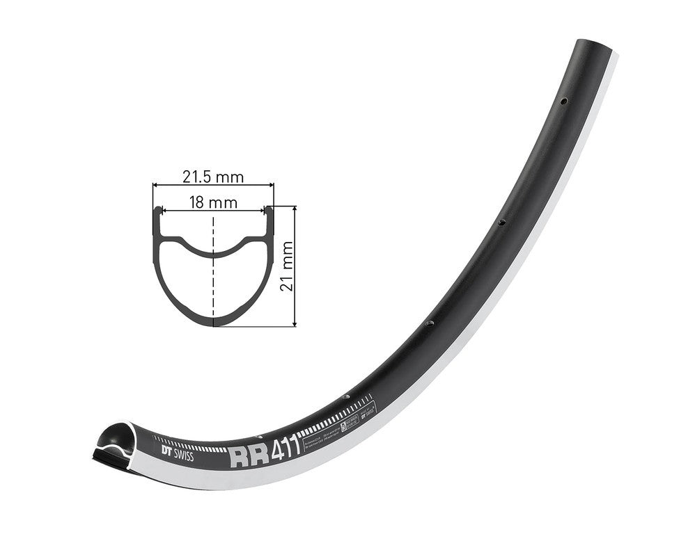 DT Swiss Felge RR 411 28", schwarz, 28 Loch, 622-18