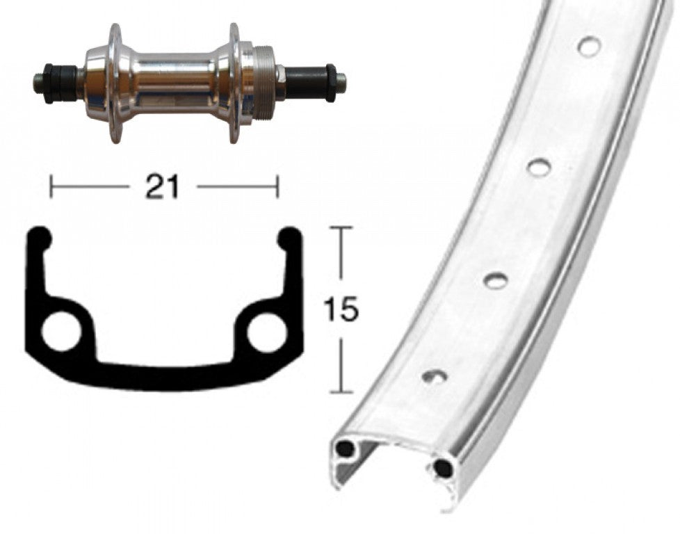 Winora H-Rad 26x1.9Alunabe Schr.ZKR silb.SSP36L Alu-Kastenfelge silber.Zink-Spei.