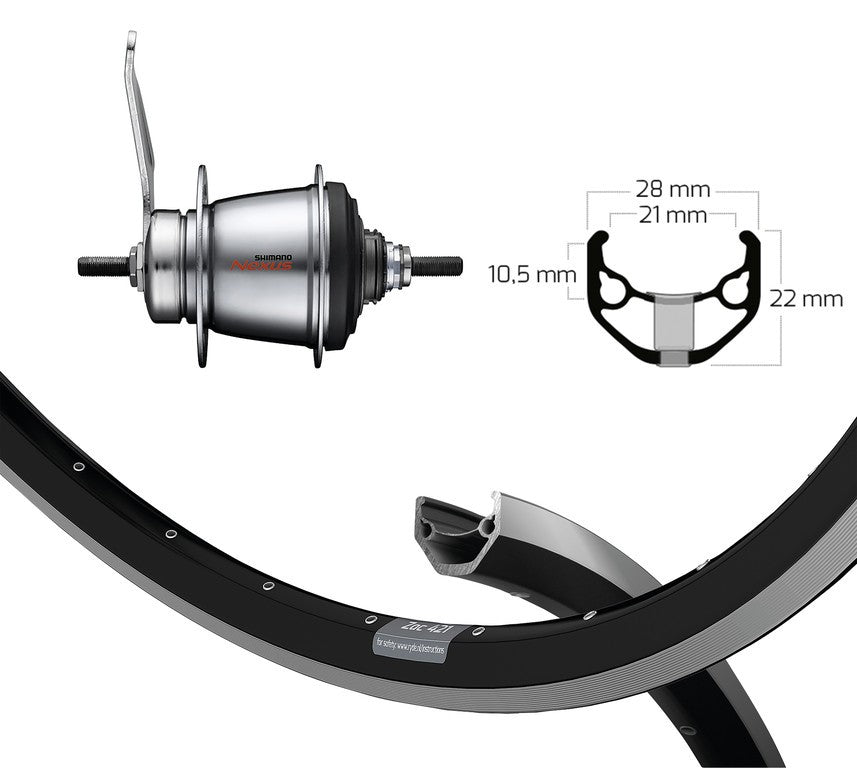 Winora H-Rad 28x1.75 RB.-Nabe Shim.7-f.36L Ryde ZAC 421 sz. Niro-Spei. 2,0/2,34 si.