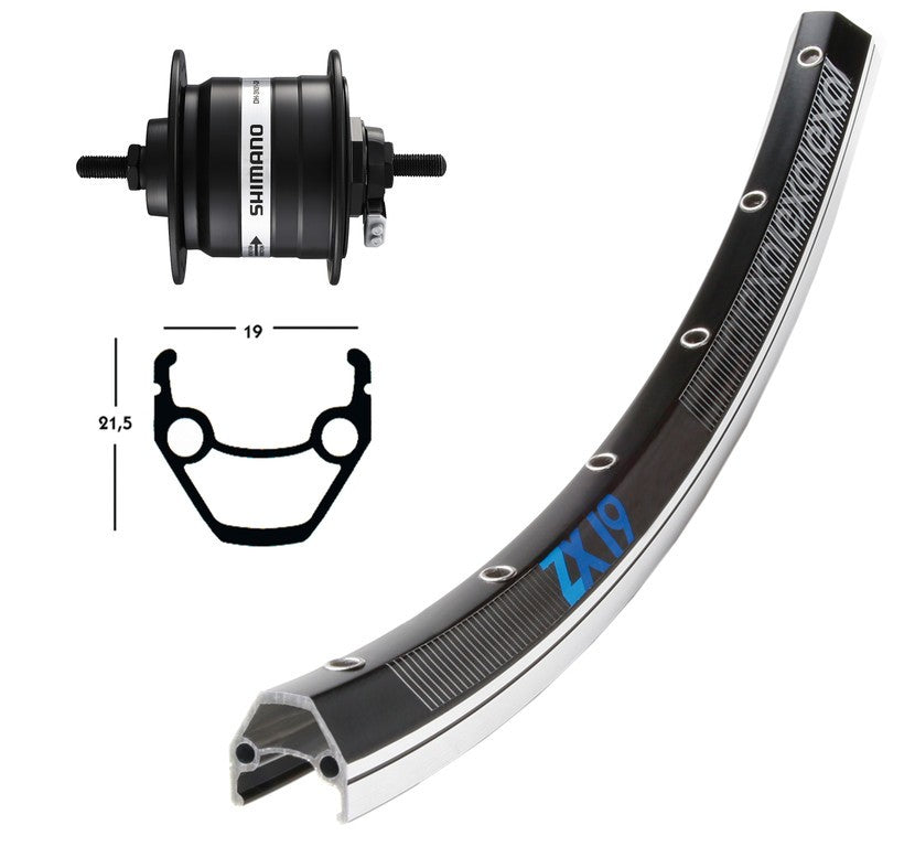 Winora V-Rad 26x1.75Nabend.DHC3000 sz.Starr 36L Exal ZX 19 schw./silb.Niro-Spei.(sz)