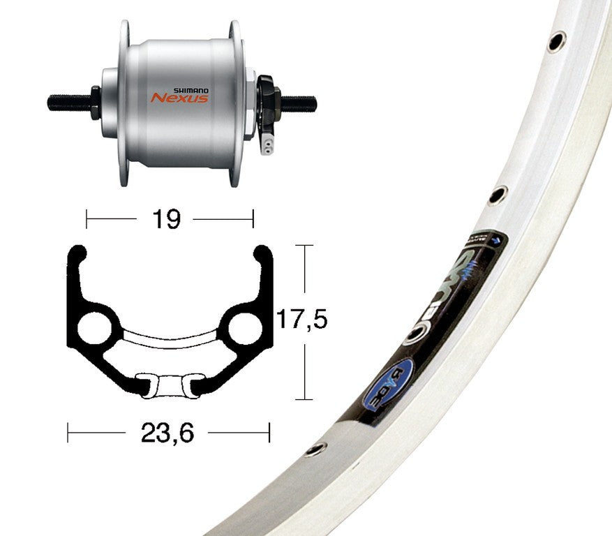 Winora V-Rad 28x1.75Nabend.DHC3003 si.Starr36L Ryde Zac 19 silber Niro-Speiche