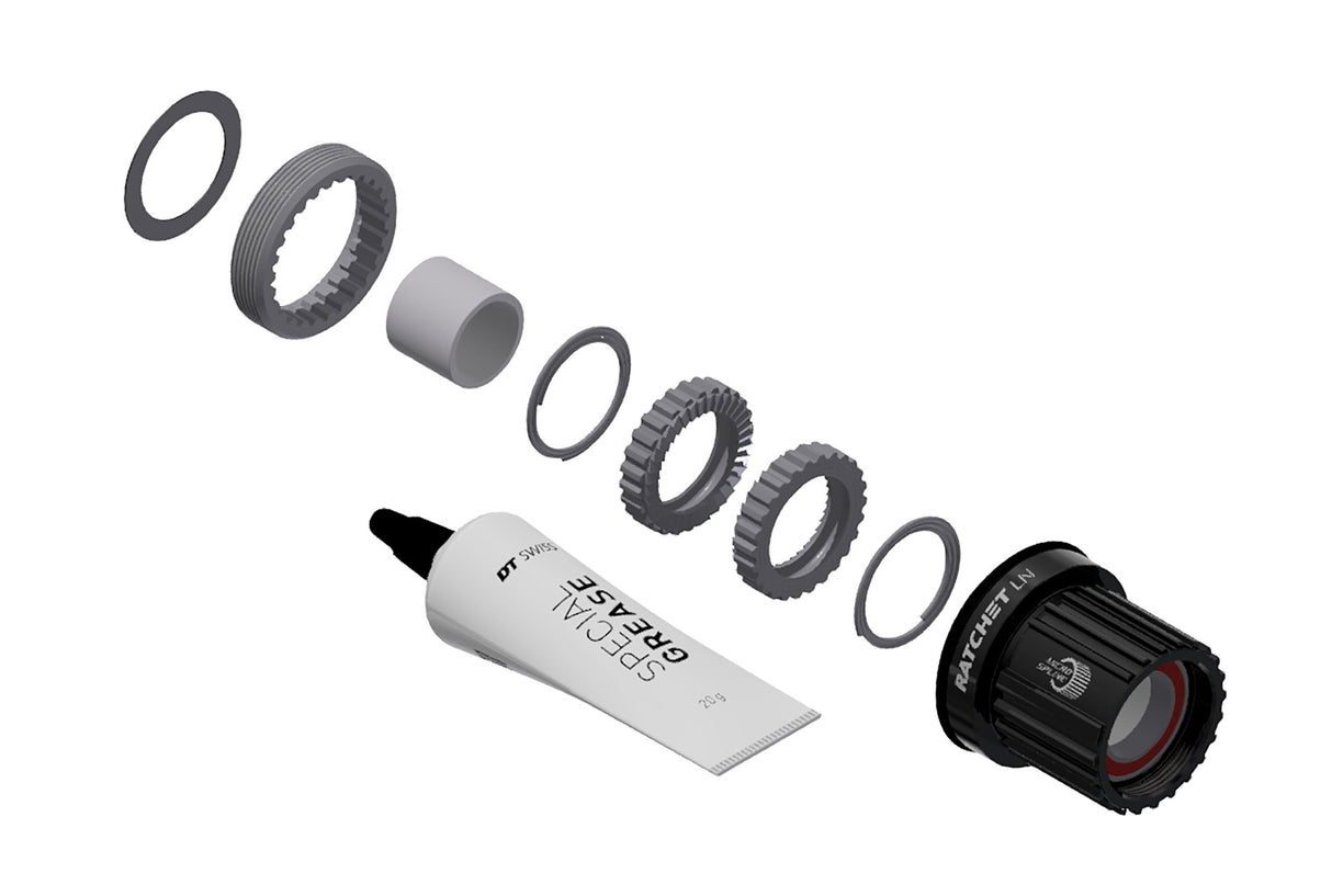 DT Swiss Umrüstkit HR-Nabe Alu, 3 Pawl in Ratchet LN, Shim. MS, 36T