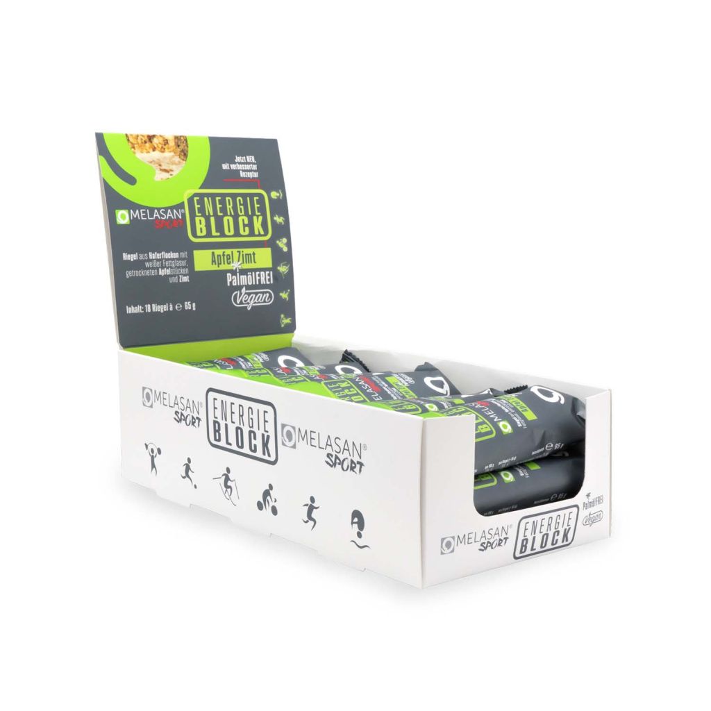 Melasan Energieblock Apfel-Zimt 18 x Haferflockenriegel