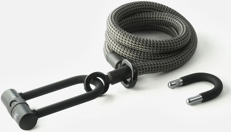 Texlock Bügelschloss mit Textilseil eyelet 160 U/X-lock L electric grey