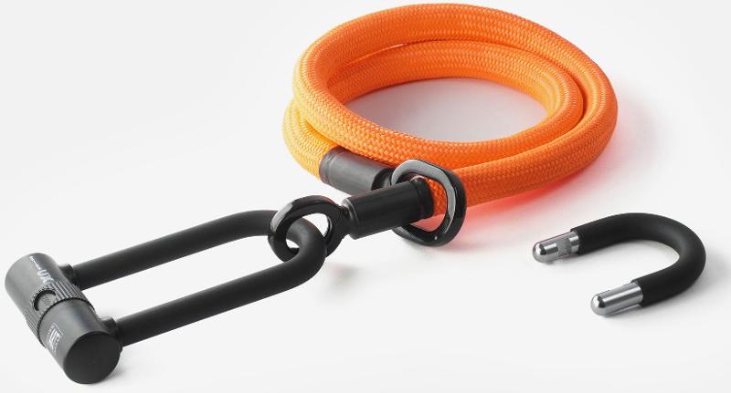 Texlock Bügelschloss mit Textilseil eyelet 120 U/X-lock M acid orange