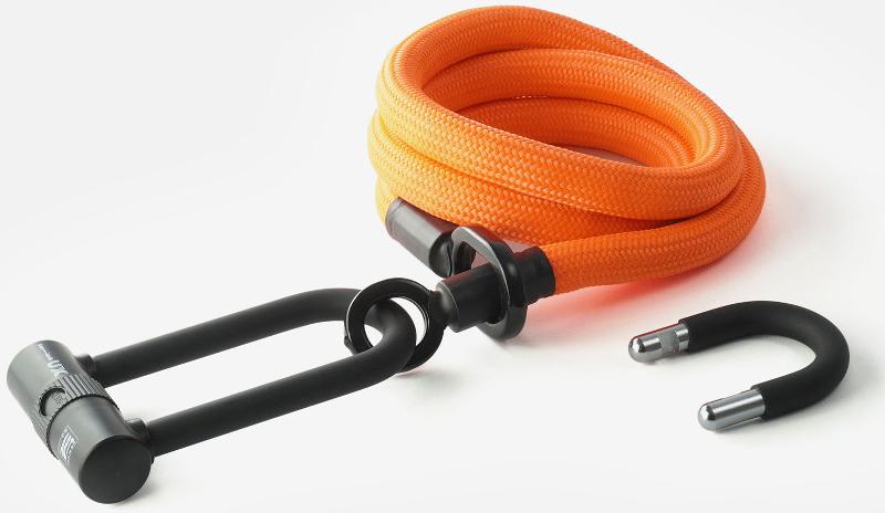 Texlock Bügelschloss mit Textilseil eyelet 160 U/X-lock L acid orange