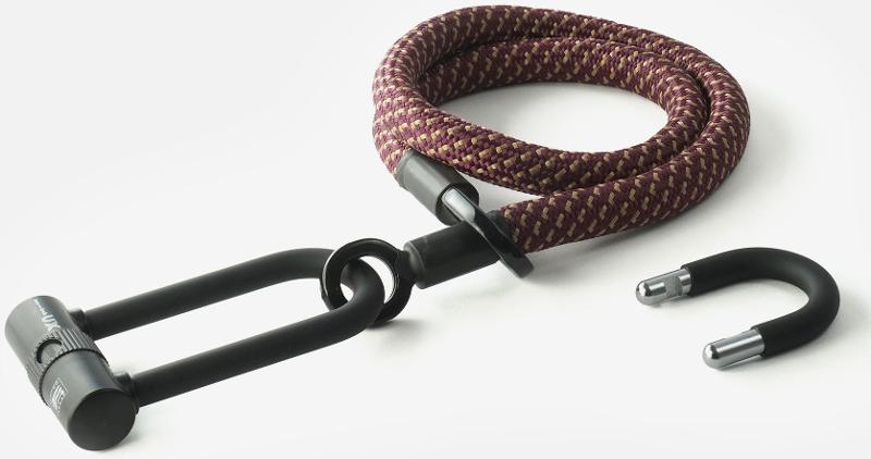 Texlock Bügelschloss mit Textilseil eyelet 120 U/X-lock M chateau red