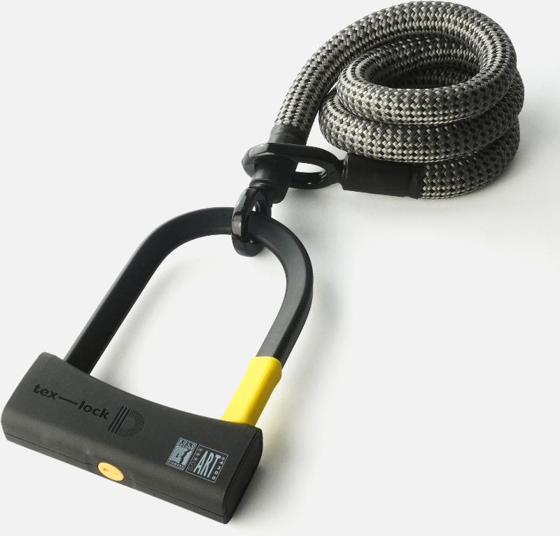 Texlock Bügelschloss mit Textilseil eyelet 120 D-lock M electric grey