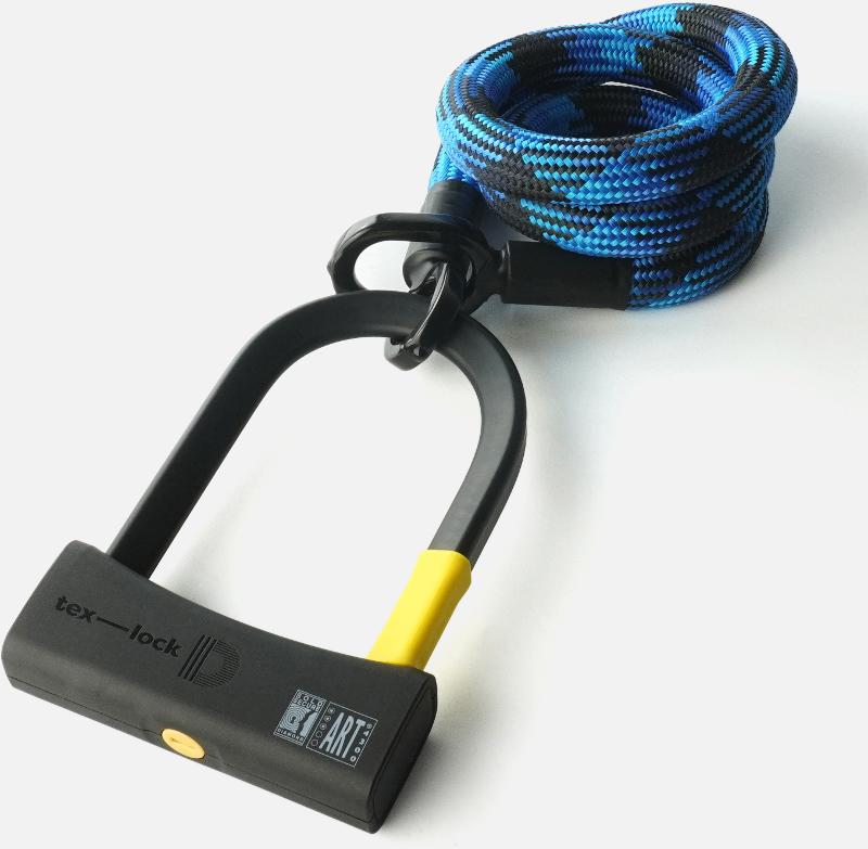 Texlock Bügelschloss mit Textilseil eyelet 120 D-lock M morpho blue