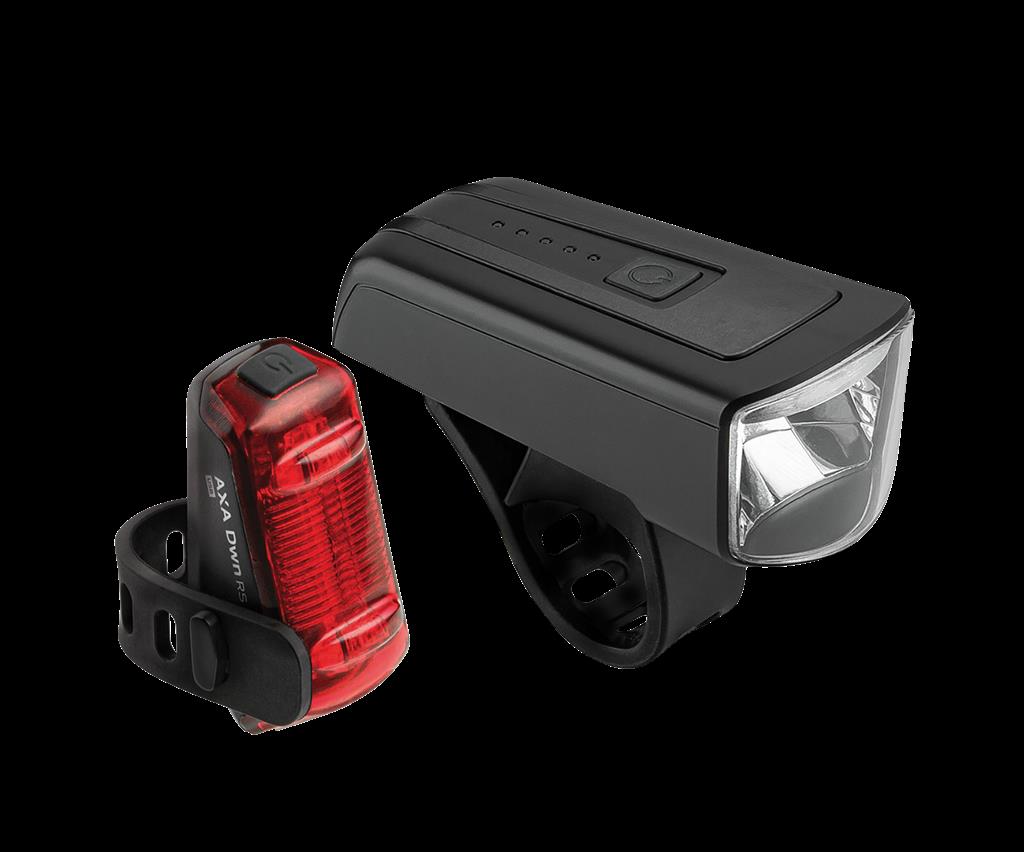 AXA Dwn 70 Front- und Dwn Rücklicht, USB LED-Akku-Beleuchtungsset AXA Dwn Set 70