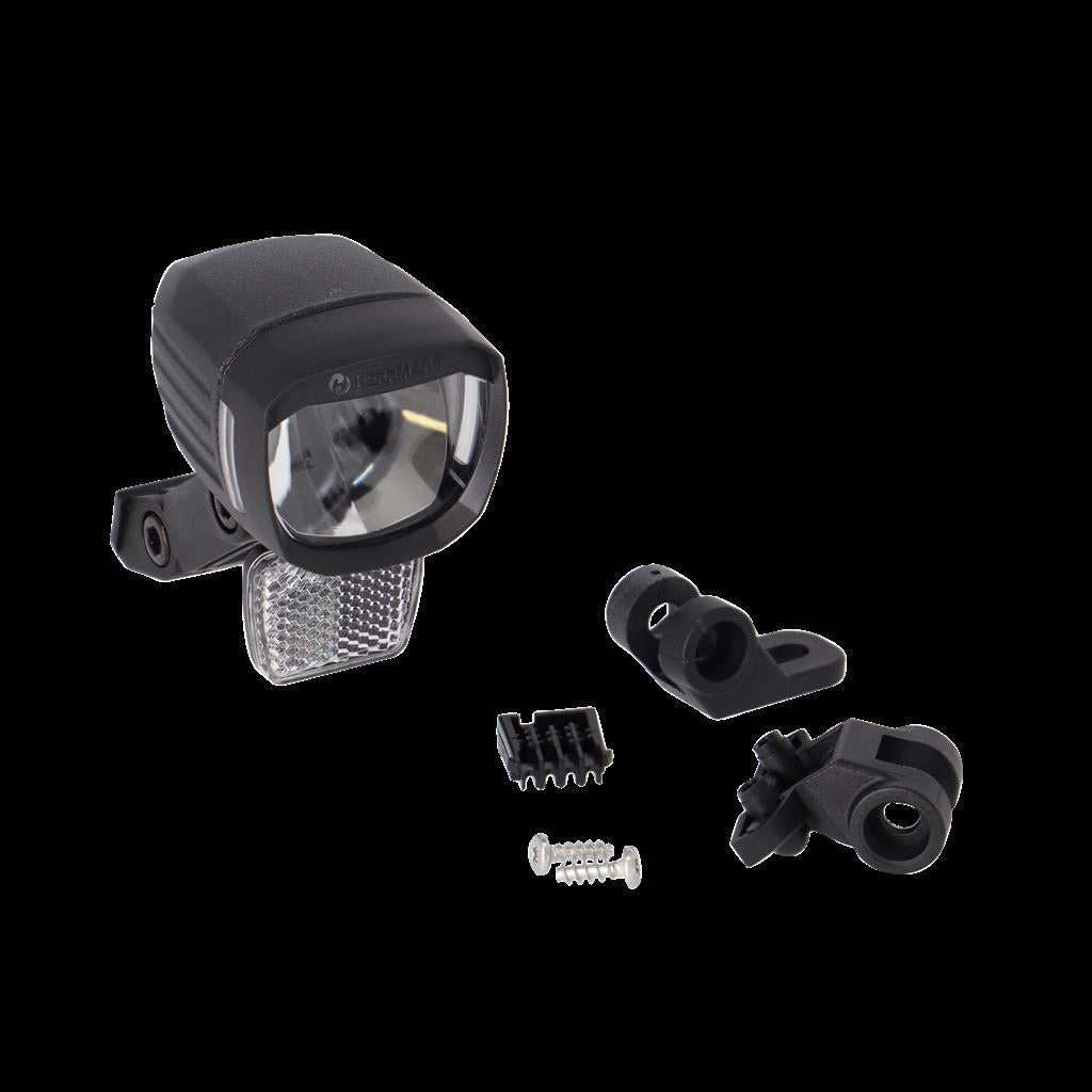 Herrmans Nordic MR E, schwarz, 60 Lux, mit Halter LED-E-Bike-Scheinwerfer HERRMANS