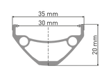 DT Swiss 29", schwarz, 32 Loch, 622-30, VL 6,5mm Felge DT Swiss E 593