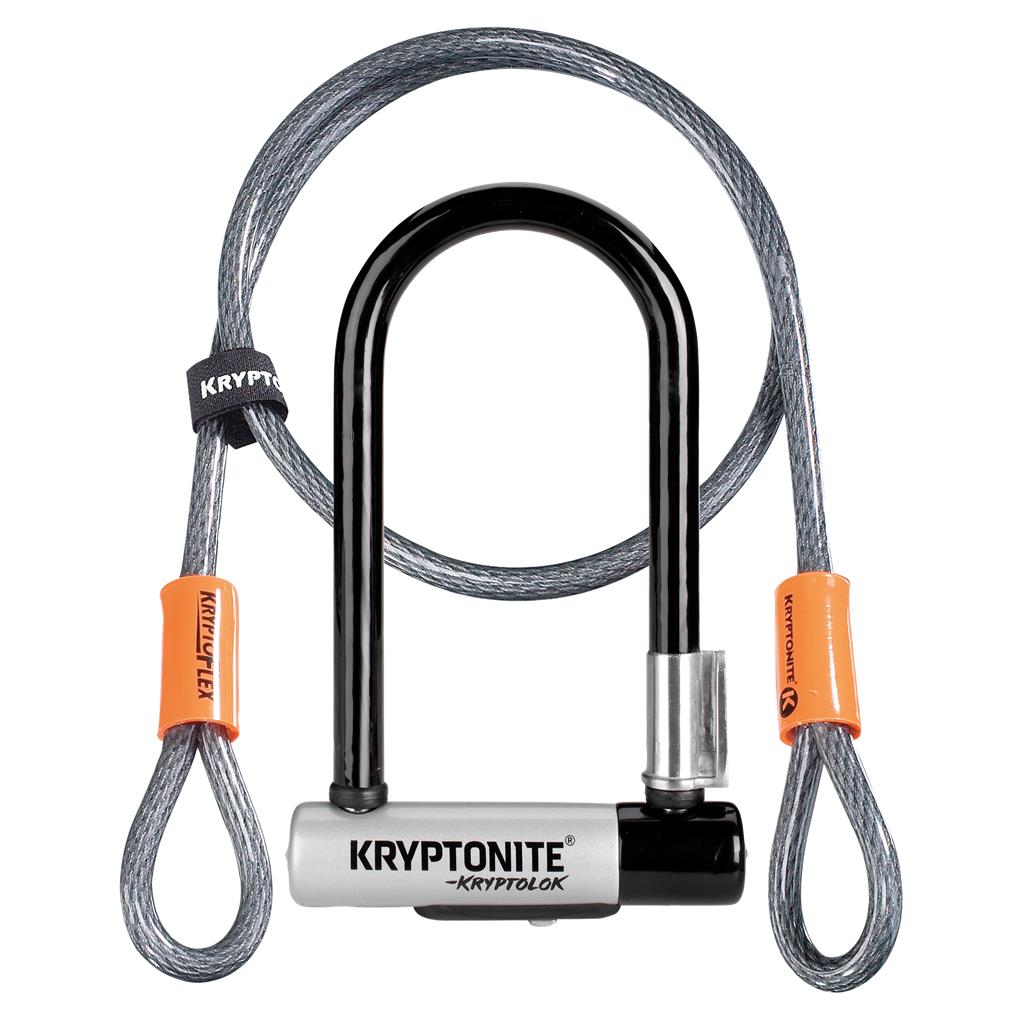 Kryptonite 8,2x17,8cm,sw/si,2 Schl.,m.4' Flexkabel Bügelschloss Kryptonite KryptoLok Mini-7