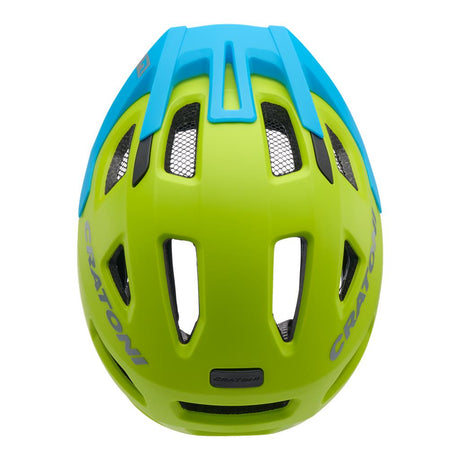 Cratoni Fahrradhelm Maxster Pro (Kid) lime/blau matt, Gr. S/M (51-56cm)
