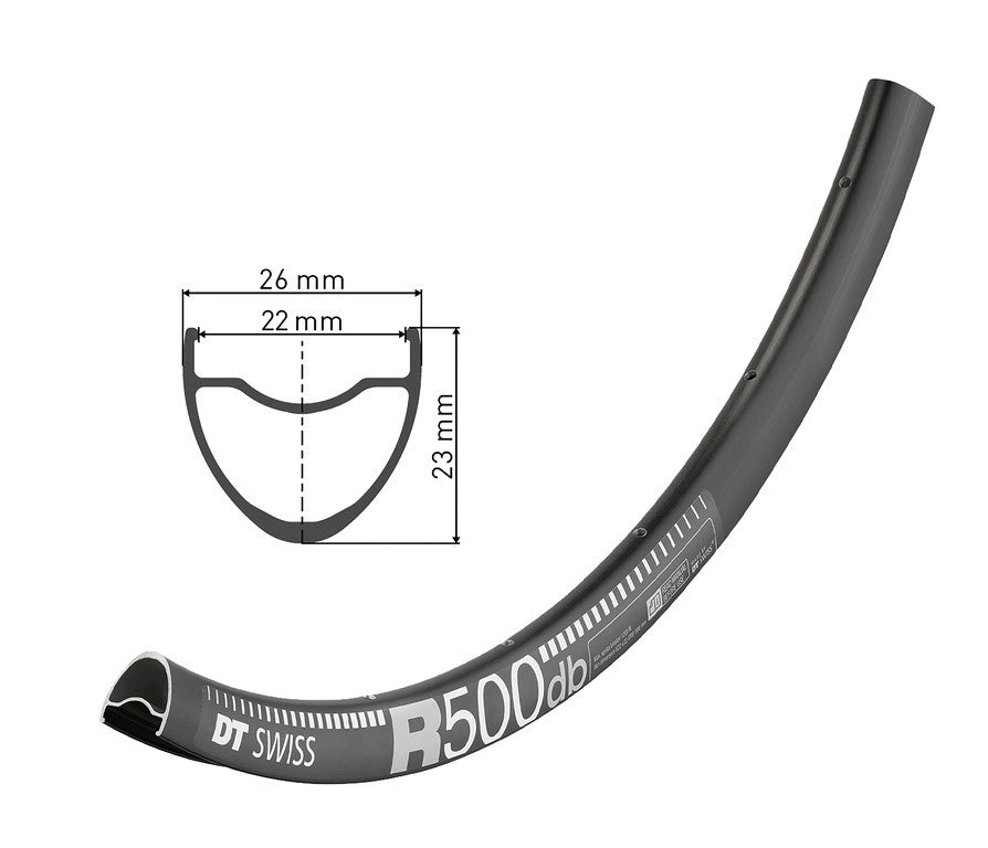 DT Swiss Felge R 500 DB 28", schwarz, 28 Loch, 622-22