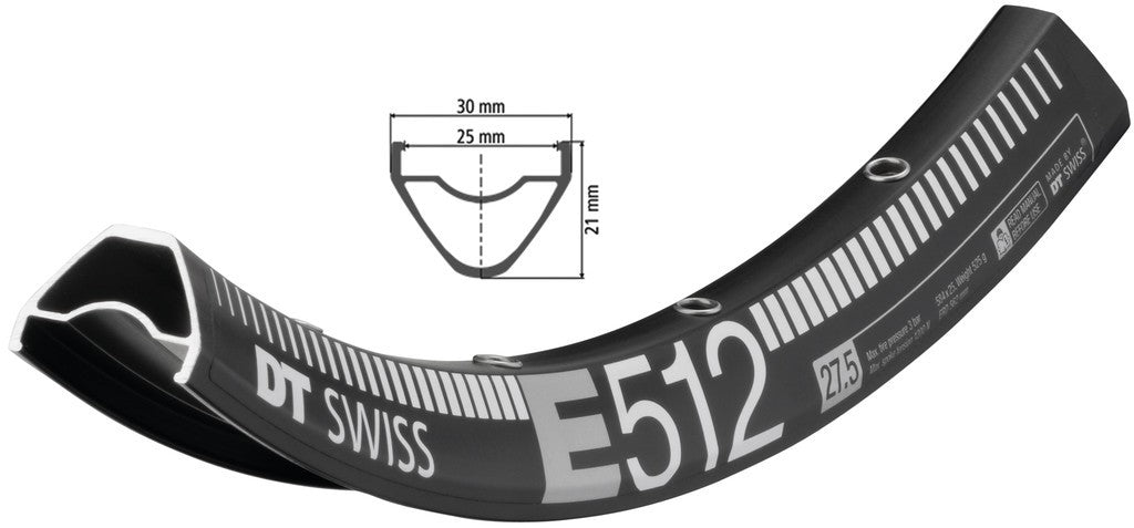 DT Swiss Felge E 512 27.5", schwarz,28 Loch, 584-25, VL 6,5mm