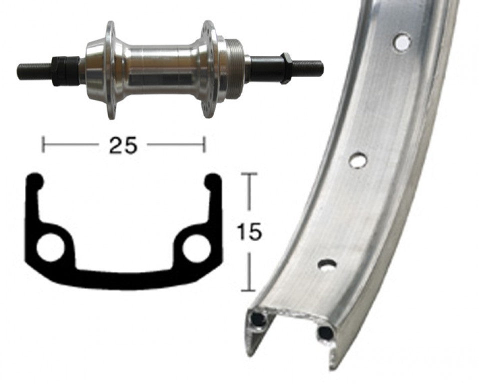 Winora H-Rad 24x1.9Alu Schr.ZKR.silb.Starr 36L Alu-Kastenfelge silber.Zink-Spei.