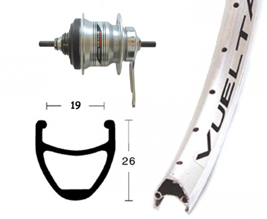 Winora H-Rad 28x1.75RB-Nabe Shim.7-G.silb.36L Rodi Airline 1 silber.Niro-Spei.