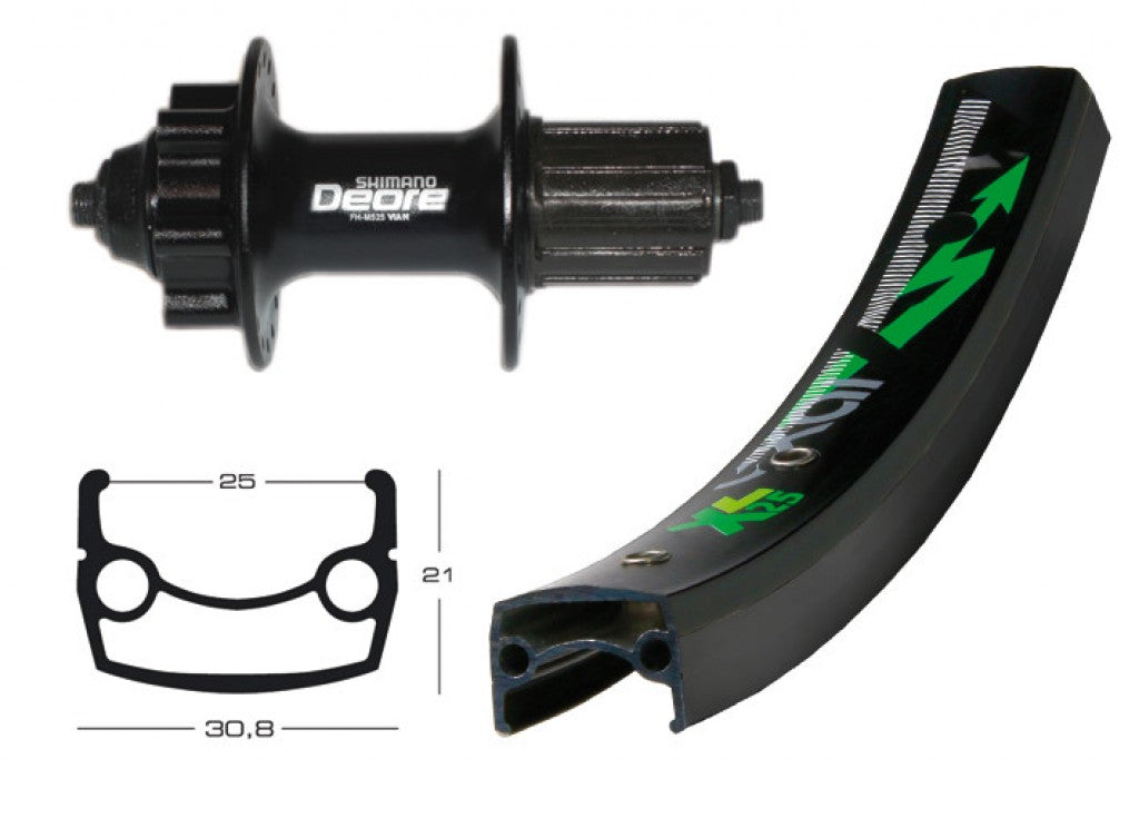 Winora H-Rad 26x1.9Deore 8/11f Disc 6L. sz.36L EXAL XL 25 DISK schwarz.Niro-Spei.(sz)