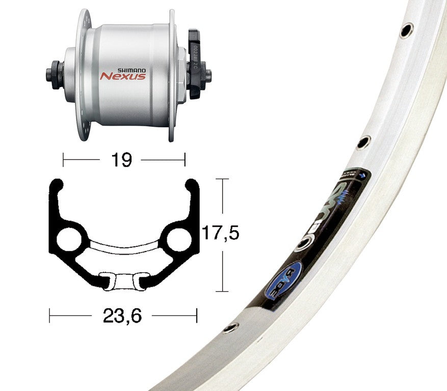 Winora V-Rad 28x1.75Nabend.DHC3003 silb.SSP 36L Ryde Zac 19 silber Niro-Speiche