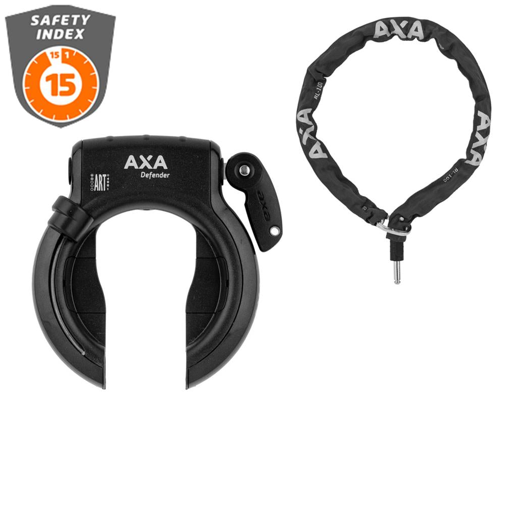 Axa Rahmenschloss Defender + Kette RL100 mit Tasche – Bikespecht