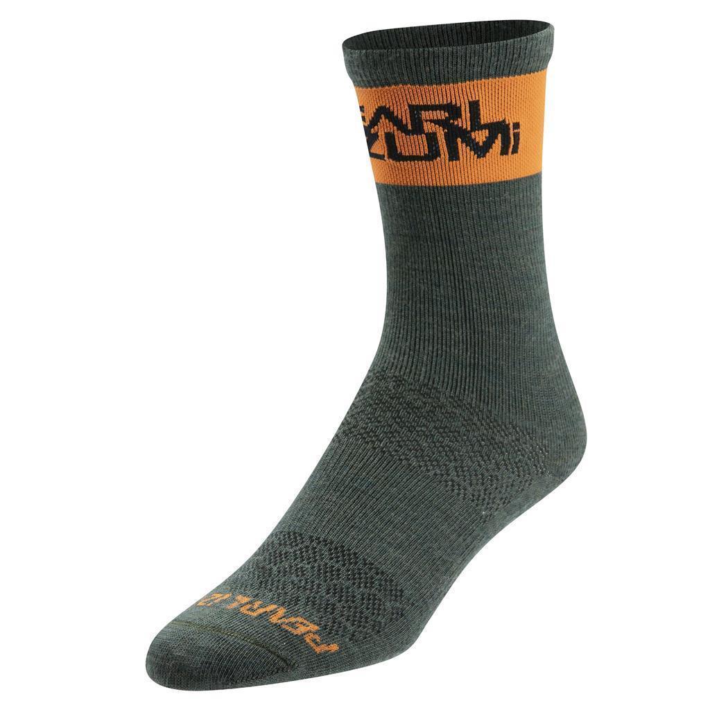 Unisex Pearl Izumi Merino Tall Sock dunkelgrün-organge