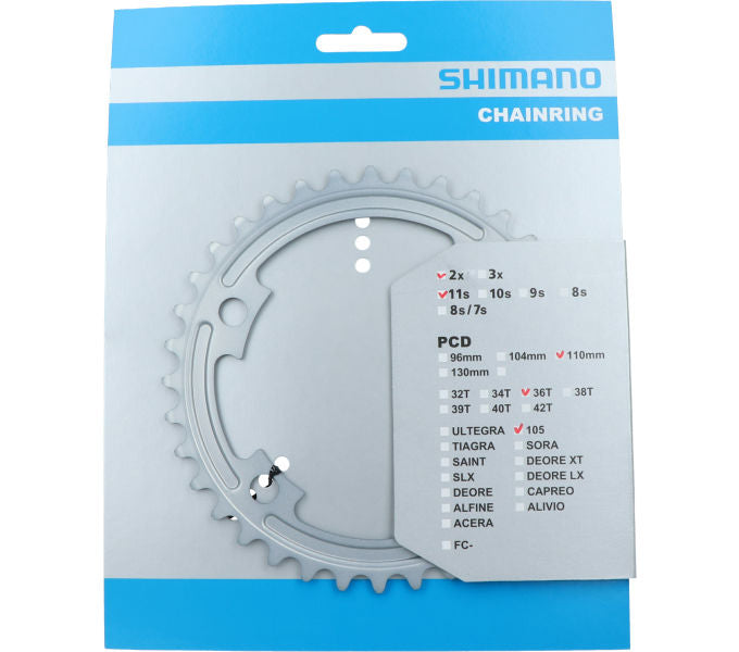 Kettenblatt SHIMANO Kettenblatt 105 FC-5800 36 Zähne Silber