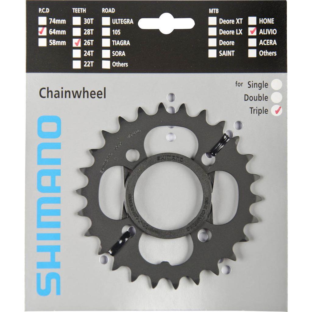 Kettenblätter Shimano Kettenblatt 26Z M431 Schw