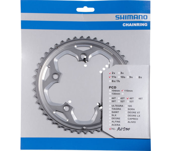 Kettenblatt SHIMANO Kettenblatt FC-RS500 46 Zähne Silber