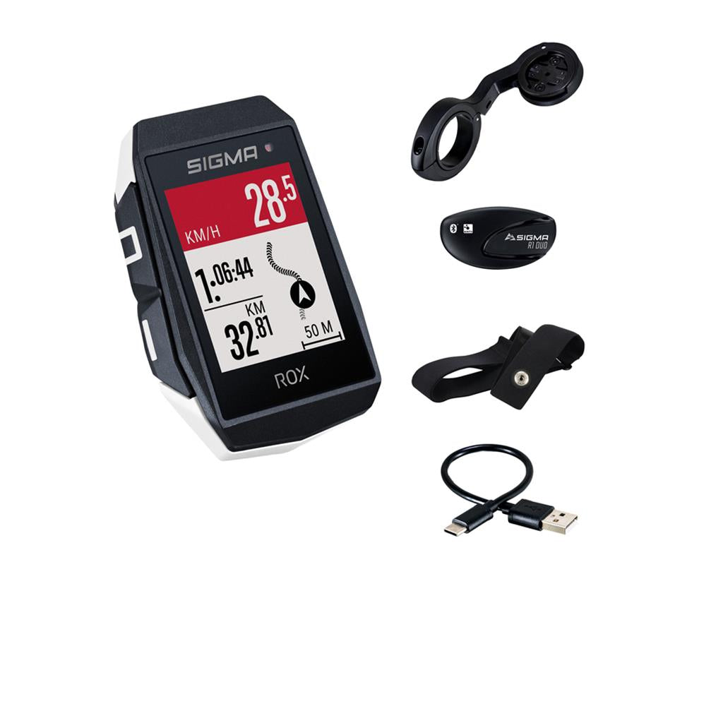 Kabellos Sigma Tacho ROX 111 Evo weiß-schwarz HR Set