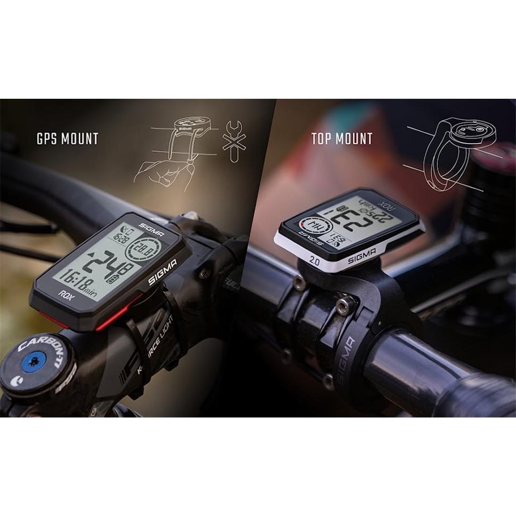 Kabellos Sigma Tacho ROX 20 schwarz Top Mount Set